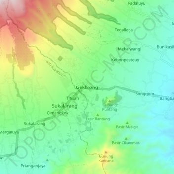 Gekbrong topographic map, elevation, terrain
