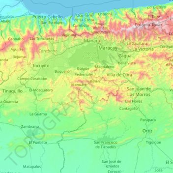 Distrito Carlos Arvelo topographic map, elevation, terrain