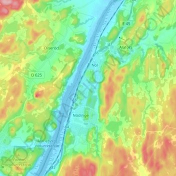 Nödinge-Nol topographic map, elevation, terrain
