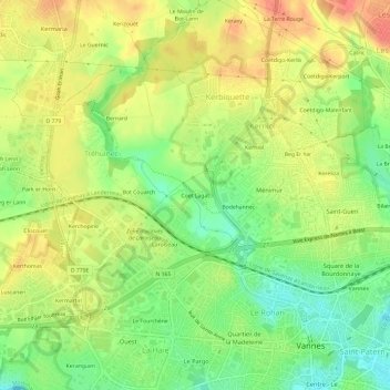 Coët Lagat topographic map, elevation, terrain