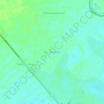 Flor Amarillo topographic map, elevation, terrain