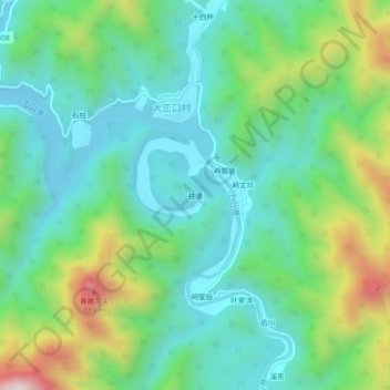 柱潭 topographic map, elevation, terrain