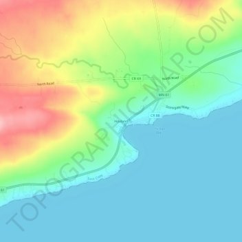 Hovland topographic map, elevation, terrain