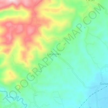 Lanzones topographic map, elevation, terrain