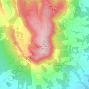 Blackdown topographic map, elevation, terrain