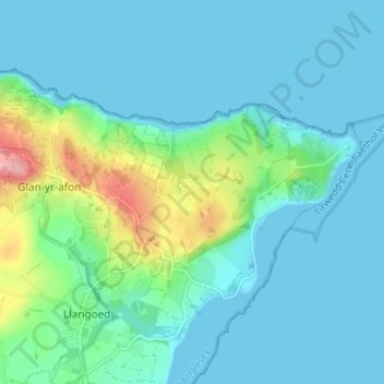 Caim topographic map, elevation, terrain