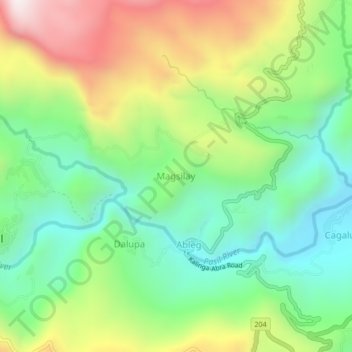 Magsilay topographic map, elevation, terrain
