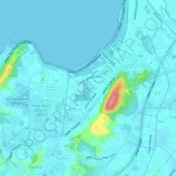 Likas topographic map, elevation, terrain
