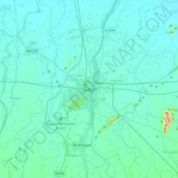 Gaya topographic map, elevation, terrain