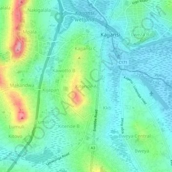 Kitende A topographic map, elevation, terrain