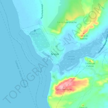 Araya topographic map, elevation, terrain