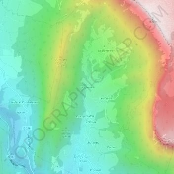 Les Tappes topographic map, elevation, terrain