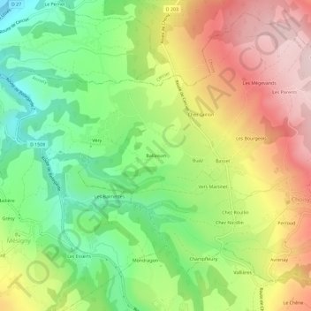 Ballaison topographic map, elevation, terrain