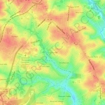 Club Forest topographic map, elevation, terrain