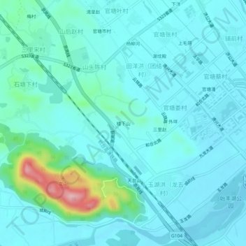 楼下山 topographic map, elevation, terrain