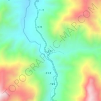 巴松村 topographic map, elevation, terrain