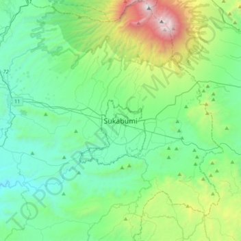 Sukabumi topographic map, elevation, terrain