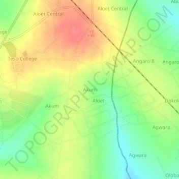 Akum topographic map, elevation, terrain