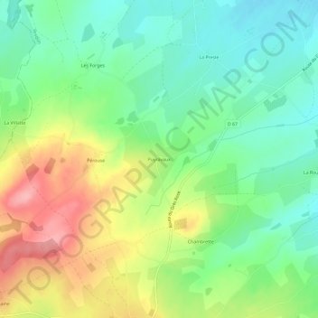 Puyravaux topographic map, elevation, terrain