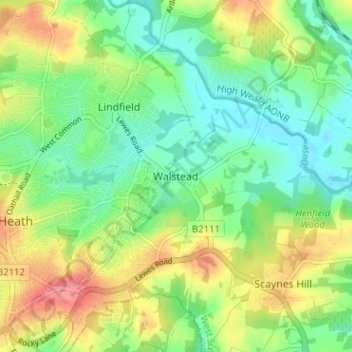 Walstead topographic map, elevation, terrain