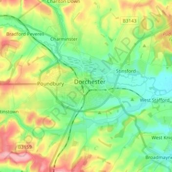Dorchester topographic map, elevation, terrain