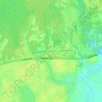 Hubert topographic map, elevation, terrain