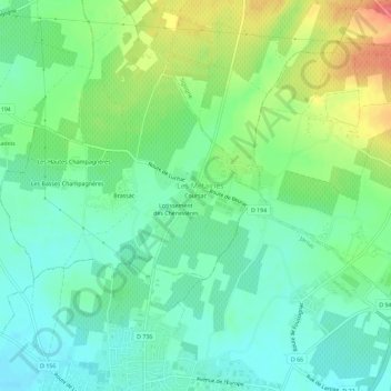 Coursac topographic map, elevation, terrain
