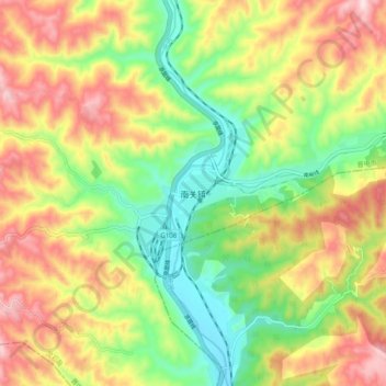 南关镇 topographic map, elevation, terrain