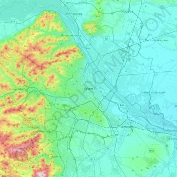 Vienna topographic map, elevation, terrain