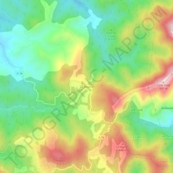 La Mourre topographic map, elevation, terrain