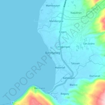 Balingasag topographic map, elevation, terrain