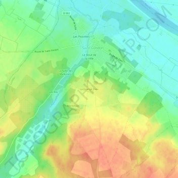 La Grange Dieu topographic map, elevation, terrain