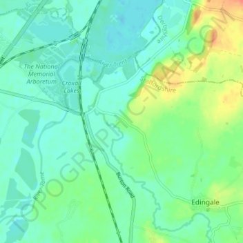 Croxall topographic map, elevation, terrain
