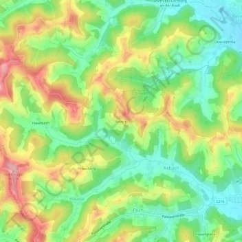 Axberg topographic map, elevation, terrain