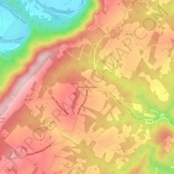 Three Churches topographic map, elevation, terrain