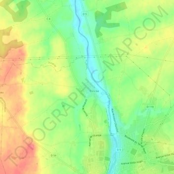 Concise topographic map, elevation, terrain