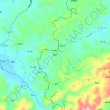 严家 topographic map, elevation, terrain