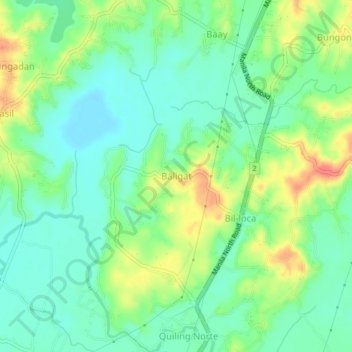 Baligat topographic map, elevation, terrain