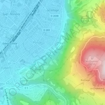 Parc Hubert Dubedout topographic map, elevation, terrain