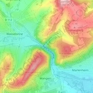 Kronthal topographic map, elevation, terrain