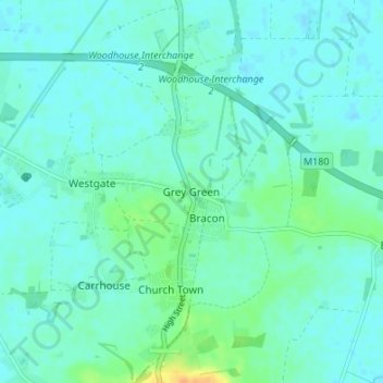 Grey Green topographic map, elevation, terrain
