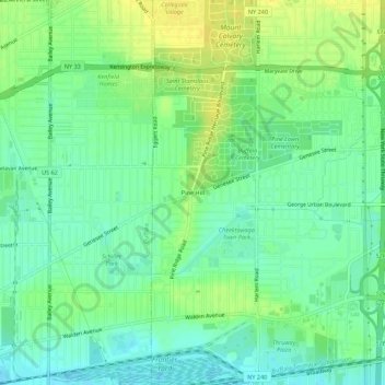 Pine Hill topographic map, elevation, terrain