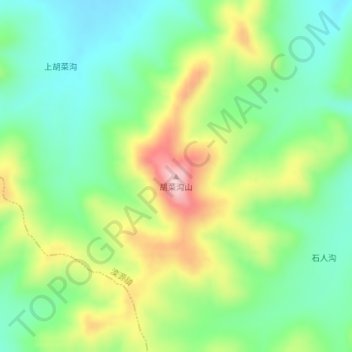 胡菜沟山 topographic map, elevation, terrain