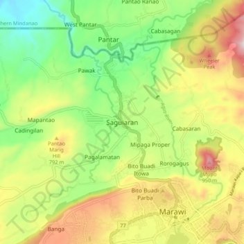 Saguiaran topographic map, elevation, terrain