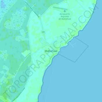 Mahahual topographic map, elevation, terrain