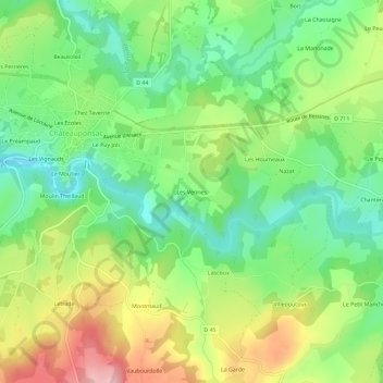 Les Vérines topographic map, elevation, terrain