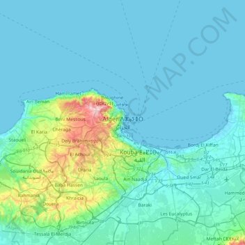 Algiers topographic map, elevation, terrain