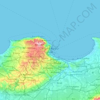 Algiers topographic map, elevation, terrain