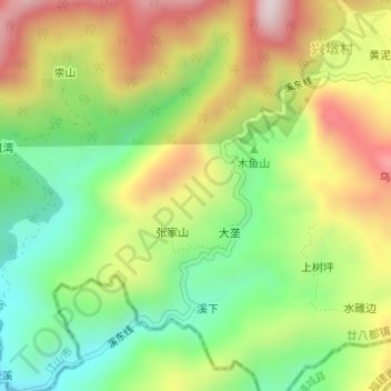 南山坞 topographic map, elevation, terrain