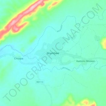 Mambwe topographic map, elevation, terrain
